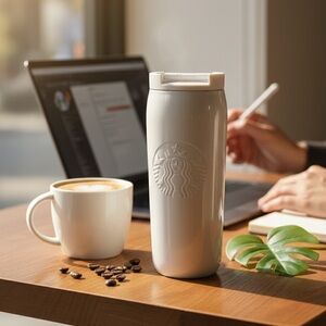 NWT Starbucks 2026 Spring 12oz Shimmer White Stainless Steel Tumbler Cup